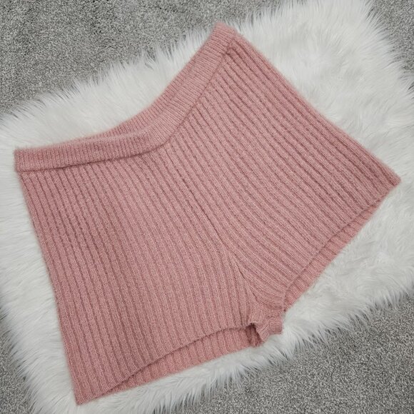 Eloquii Pink High Waisted Ribbed Knit Fuzzy Textured Lounge Pajama Shorts 22/24 - Picture 2 of 9